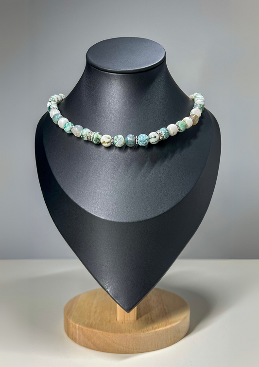 Collier Kayu - Pierres semi-précieuses (Agate Arbre)